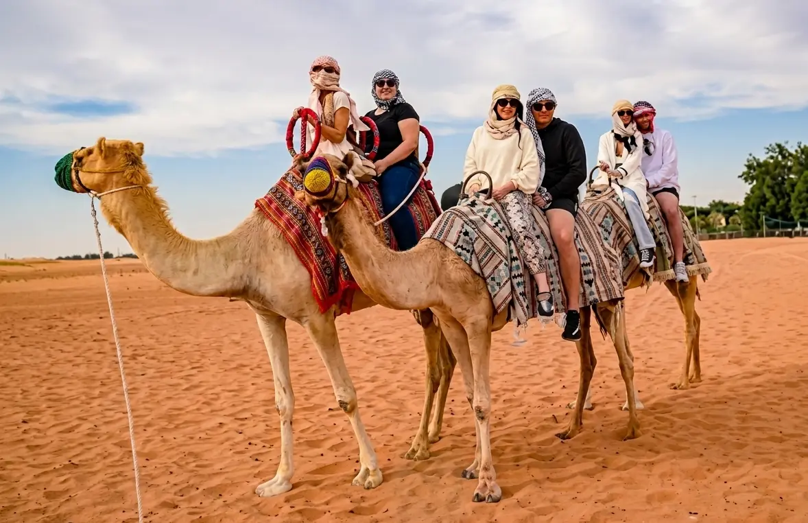 Camel Riding at evening desert safari