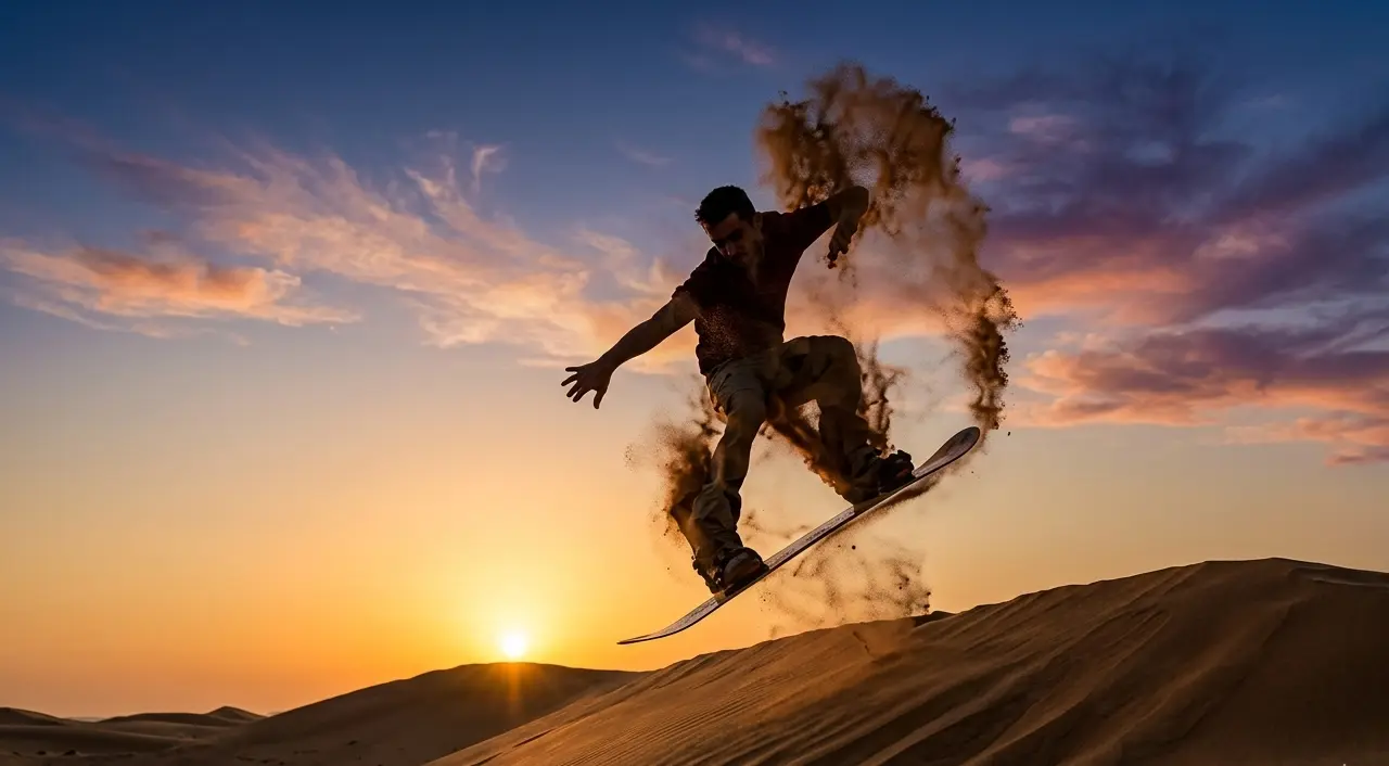 Sandboarding fun in private desert safari