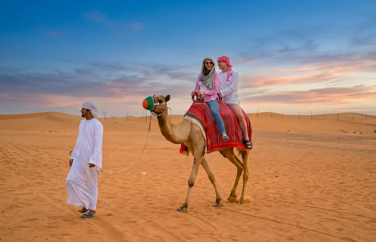 Evening desert safari Dubai camel ride activity
