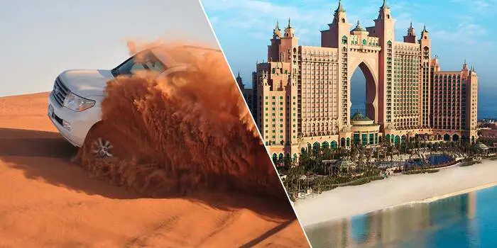Desert Safari Dubai City Tour Combo with dune bashing, camel rides, and city sightseeing