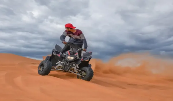 quad bike ride at morning desert safari